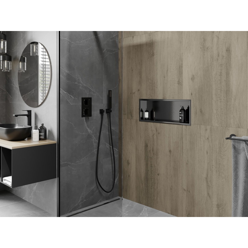 Mexen X-Wall-R nischhylla med krage 60 x 20 cm, borstad gun gray - 19E0602010