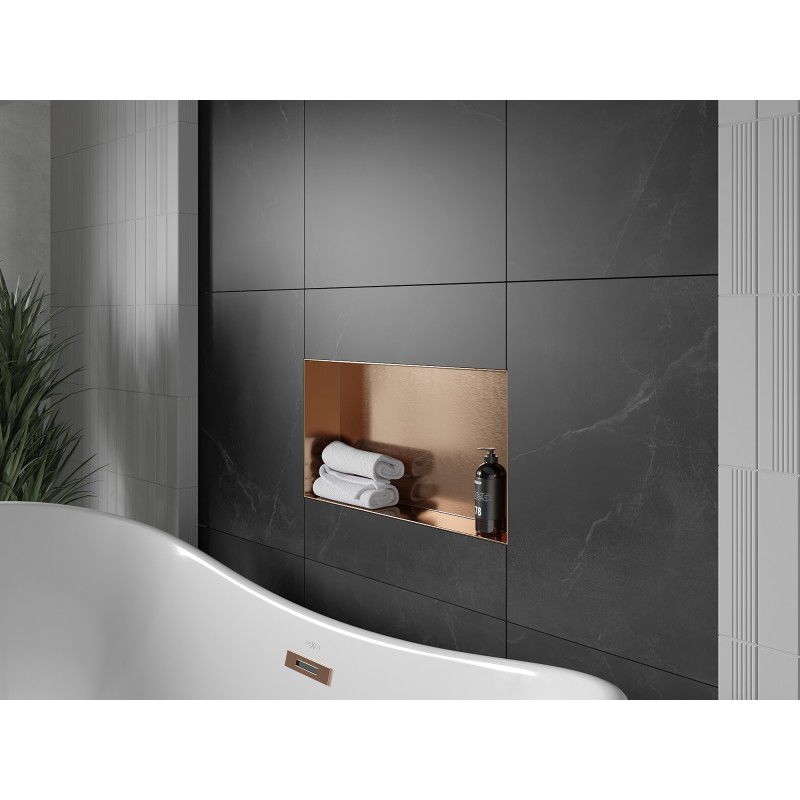 Mexen X-Wall-NR étagère encastrée sans collerette 60 x 30 cm, cuivre brossé - 19C1603010