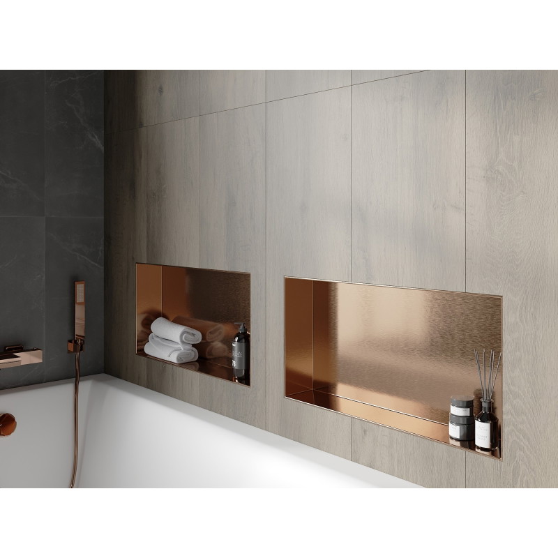 Mexen X-Wall-NR nischhylla utan fläns 60 x 30 cm, borstad koppar - 19C1603010