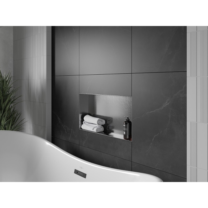 Mexen X-Wall-NR estante empotrado sin reborde 60 x 30 cm, gris oscuro cepillado - 19E1603010