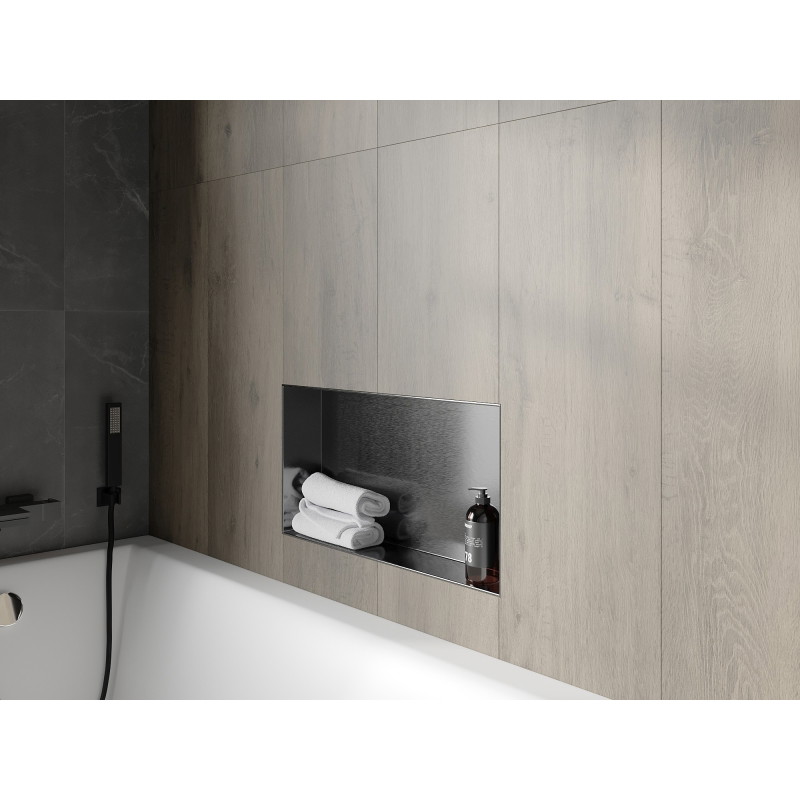 Mexen X-Wall-NR estante empotrado sin reborde 60 x 30 cm, gris oscuro cepillado - 19E1603010