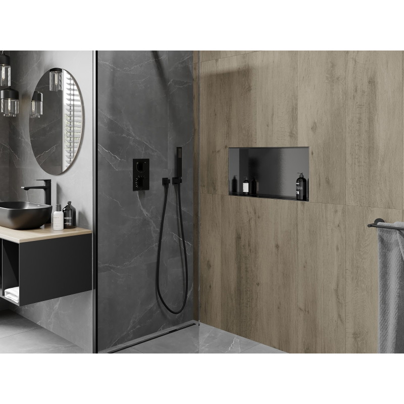 Mexen X-Wall-NR estante empotrado sin reborde 60 x 30 cm, gris oscuro cepillado - 19E1603010