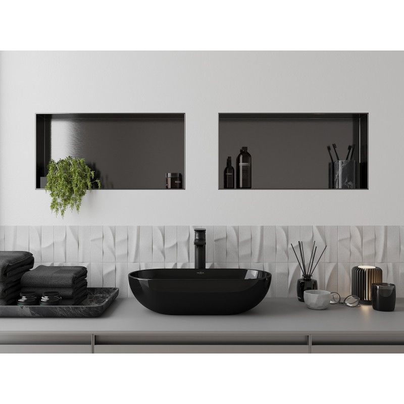 Mexen X-Wall-NR estante empotrado sin reborde 60 x 30 cm, gris oscuro cepillado - 19E1603010
