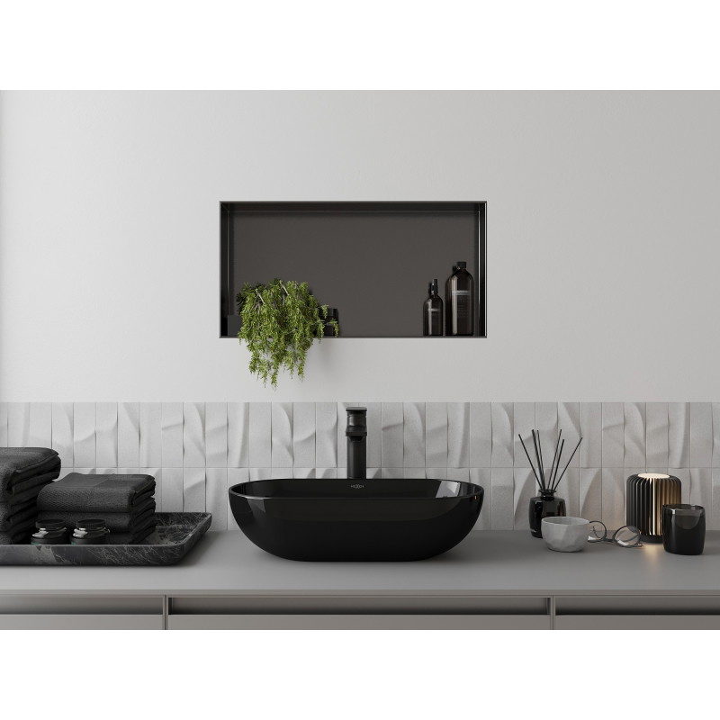 Mexen X-Wall-NR estante empotrado sin reborde 60 x 30 cm, gris oscuro cepillado - 19E1603010