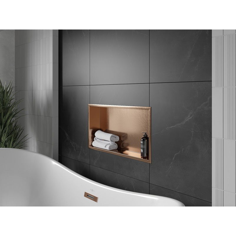 Mexen X-Wall-R étagère encastrée avec rebord 60 x 30 cm, cuivre brossé - 19C0603010