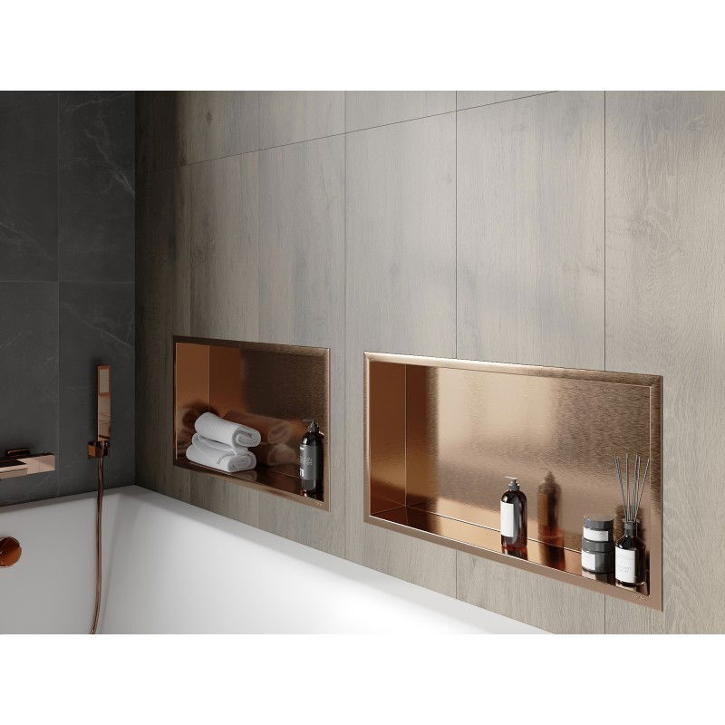 Mexen X-Wall-R εντοιχισμένο ράφι με κολάρο 60 x 30 cm, βουρτσισμένος χαλκός