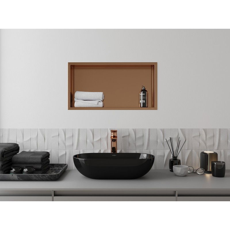 Mexen X-Wall-R étagère encastrée avec rebord 60 x 30 cm, cuivre brossé - 19C0603010