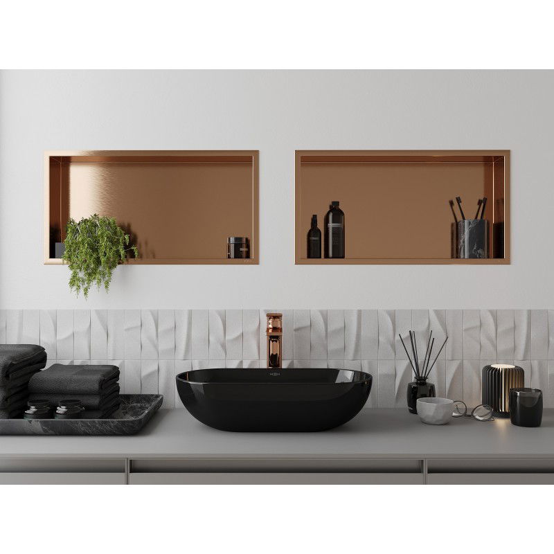 Mexen X-Wall-R étagère encastrée avec rebord 60 x 30 cm, cuivre brossé - 19C0603010