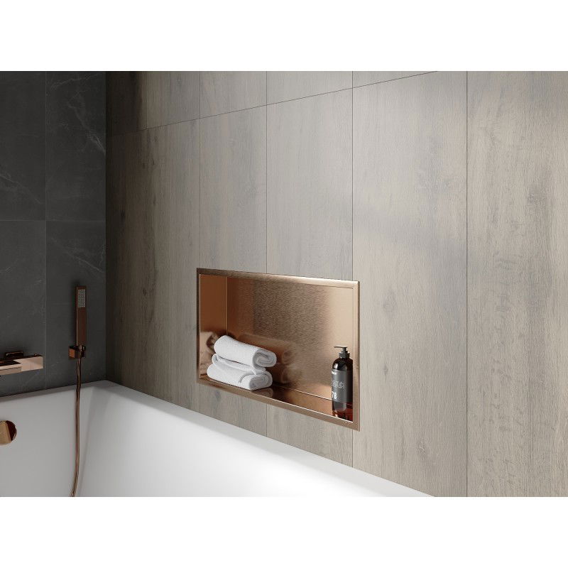 Mexen X-Wall-R recessed shelf with flange 60 x 30 cm, brushed copper - 19C0603010