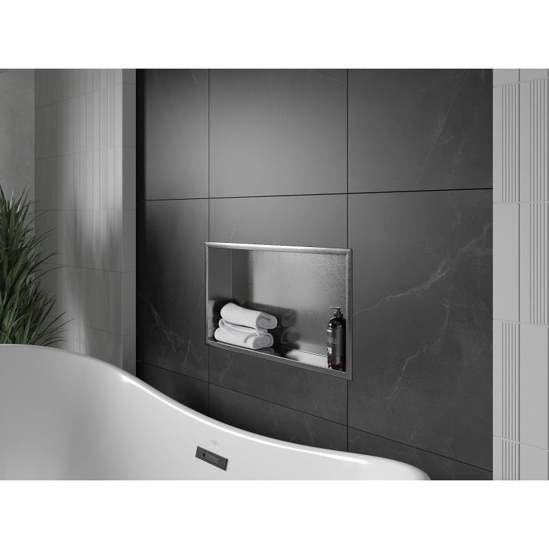 Mexen X-Wall-R recessed shelf with flange 60 x 30 cm, brushed gun grey - 19E0603010