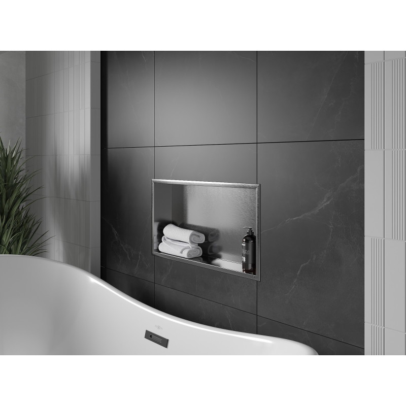 Mexen X-Wall-R ripiano ad incasso con cornice 60 x 30 cm, grigio canna di fucile spazzolato - 19E0603010