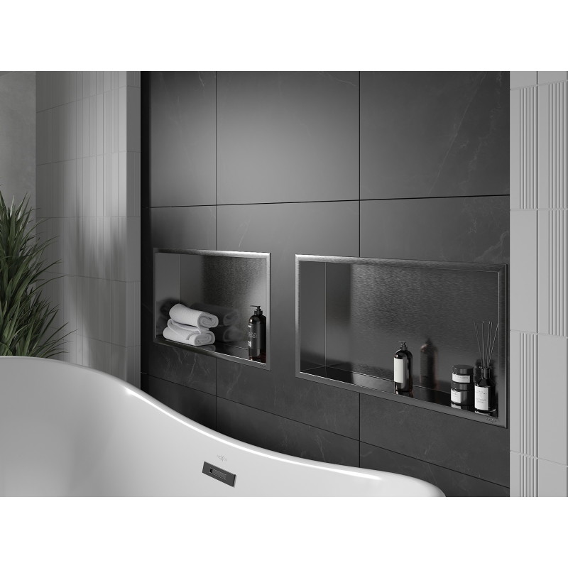Mexen X-Wall-R Nischenregal mit Flansch 60 x 30 cm, gebürstet Gun Gray - 19E0603010