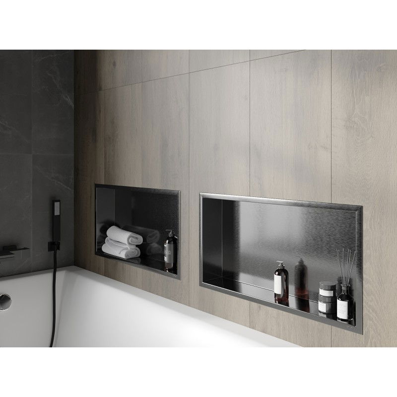 Mexen X-Wall-R Nischenregal mit Flansch 60 x 30 cm, gebürstet in Gun Grey - 19E0603010