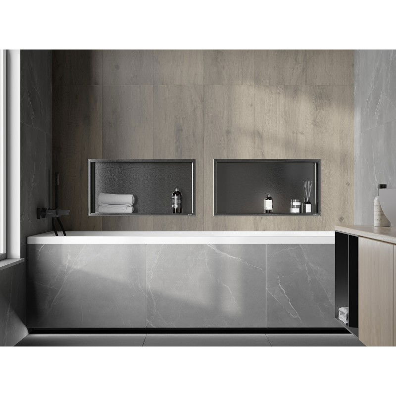 Mexen X-Wall-R Nischenregal mit Flansch 60 x 30 cm, gebürstet in Gun Grey - 19E0603010