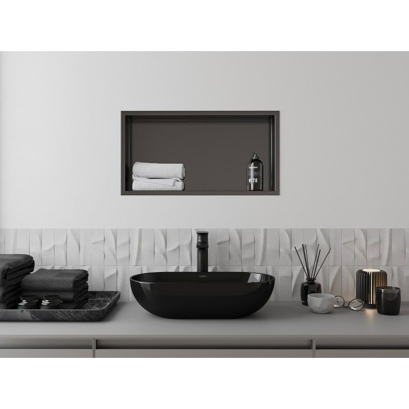 Mexen X-Wall-R étagère encastrée avec collerette 60 x 30 cm, gris canon brossé - 19E0603010