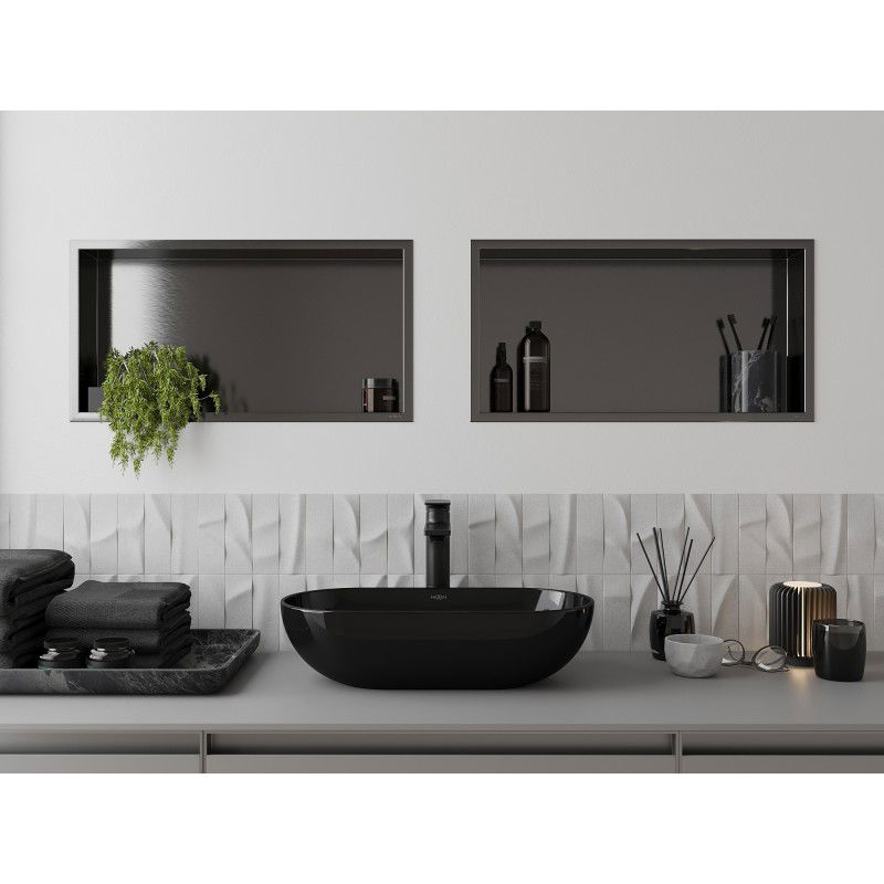 Mexen X-Wall-R Εσοχή ράφι με περιλαίμιο 60 x 30 cm, βουρτσισμένο γκρι κανόνι