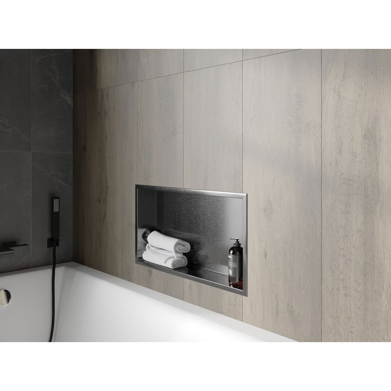 Mexen X-Wall-R recessed shelf with flange 60 x 30 cm, brushed gun grey - 19E0603010