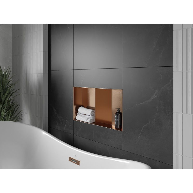 Mexen X-Wall-NR recessed shelf without flange with shelf 60 x 30 cm, brushed copper - 19C1603010S