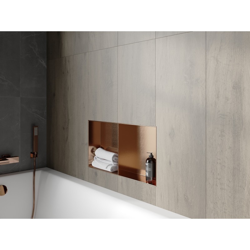 Mexen X-Wall-NR nišas plaukts bez flanša ar plauktu 60 x 30 cm, matēta vara - 19C1603010S