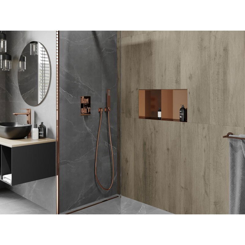 Mexen X-Wall-NR recessed shelf without flange with shelf 60 x 30 cm, brushed copper - 19C1603010S