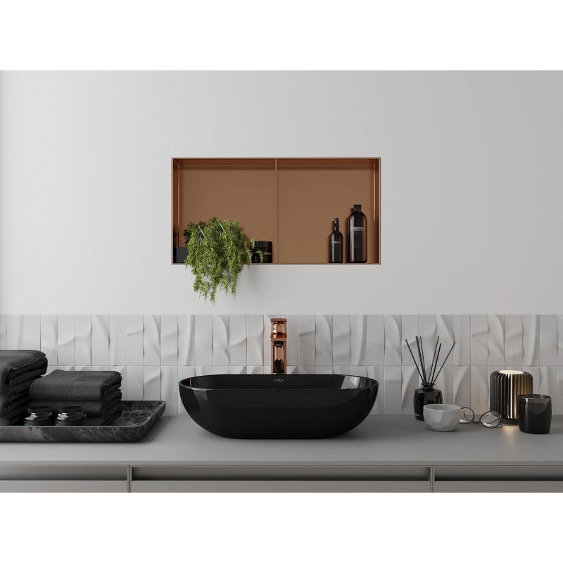 Mexen X-Wall-NR nisplank zonder flens met plank 60 x 30 cm, geborsteld koper - 19C1603010S