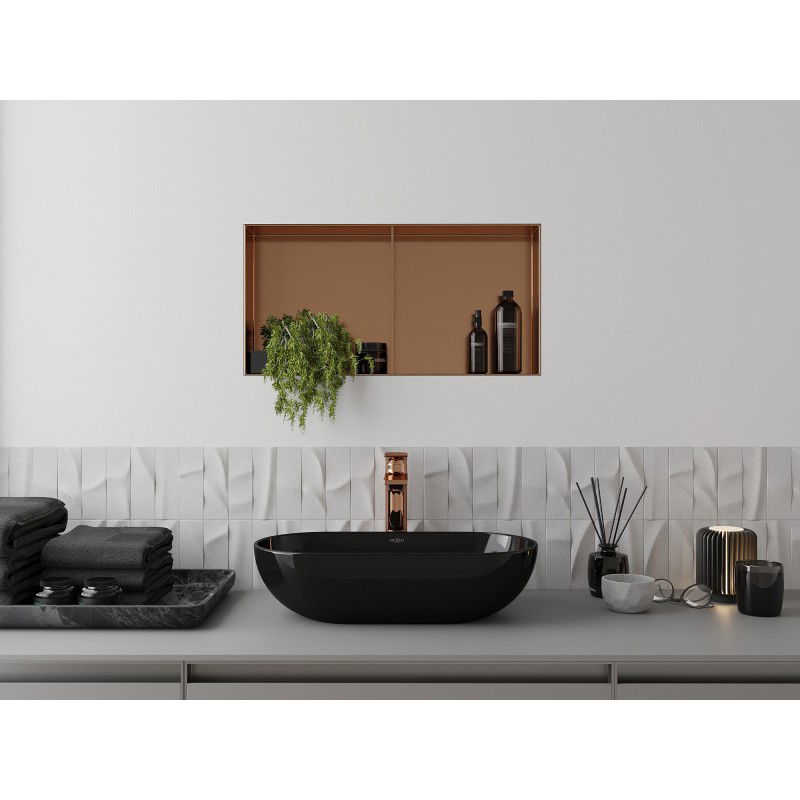 Mexen X-Wall-NR recessed shelf without flange with shelf 60 x 30 cm, brushed copper - 19C1603010S