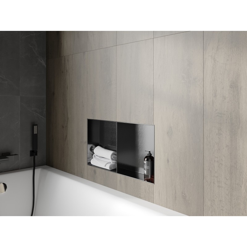 Mexen X-Wall-NR półka wnękowa bez kołnierza z półką 60 x 30 cm, gun gray szczotkowany - 19E1603010S