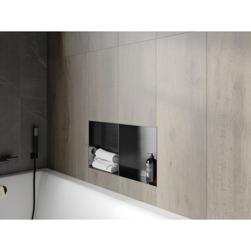 Mexen X-Wall-NR recessed shelf without flange with shelf 60 x 30 cm, brushed gun grey - 19E1603010S