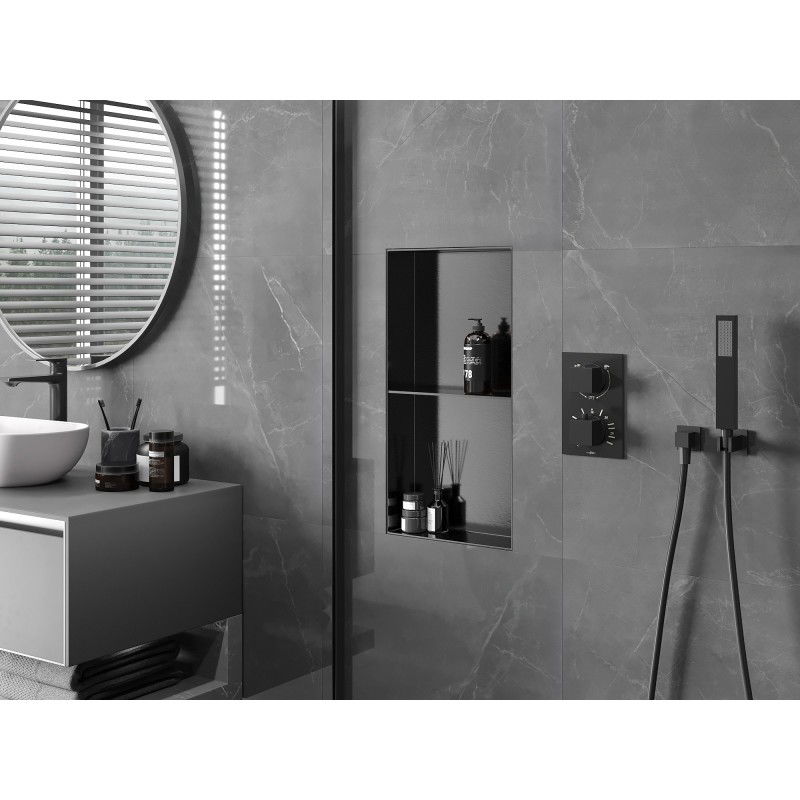 Mexen X-Wall-NR étagère encastrée sans rebord avec étagère 60 x 30 cm, gris canon brossé - 19E1603010S