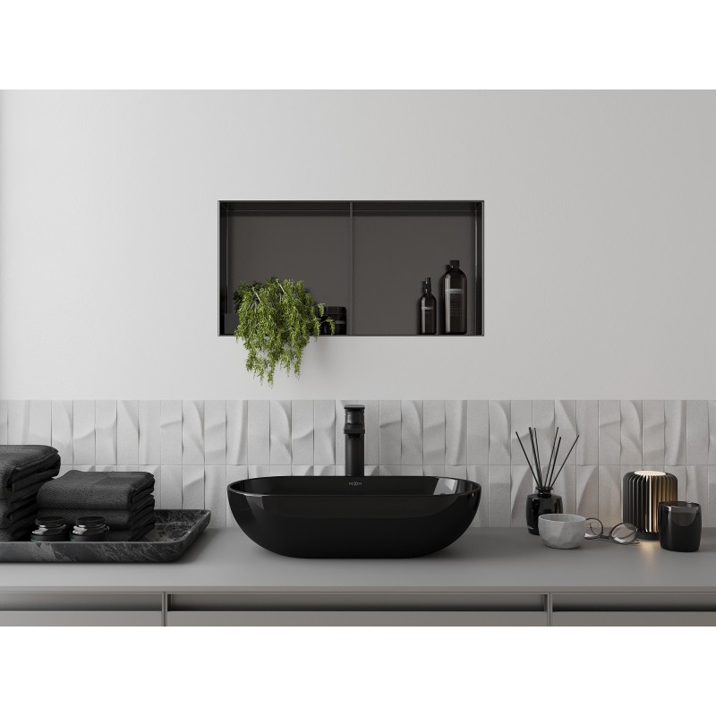 Mexen X-Wall-NR niša plaukts bez atloka ar plauktu 60 x 30 cm, matēts pelēks bronza brushed - 19E1603010S
