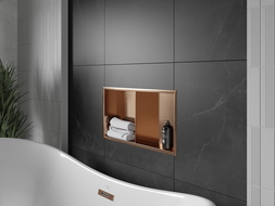 Mexen X-Wall-R Nischenregal mit Flansch und Regal 60 x 30 cm, gebürstetes Kupfer - 19C0603010S