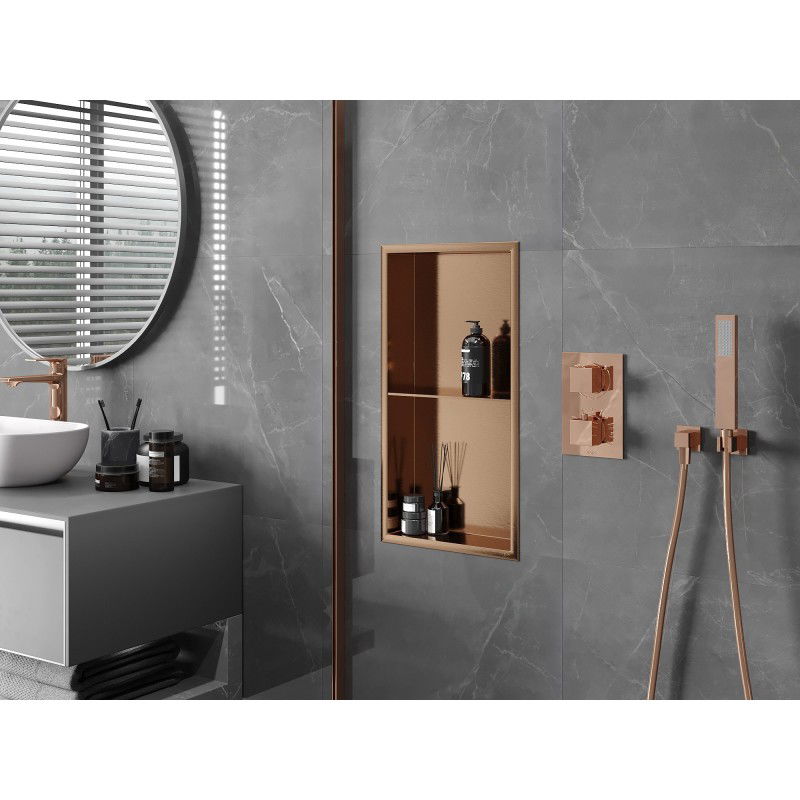 Mexen X-Wall-R niche avec bride et étagère 60 x 30 cm, cuivre brossé - 19C0603010S