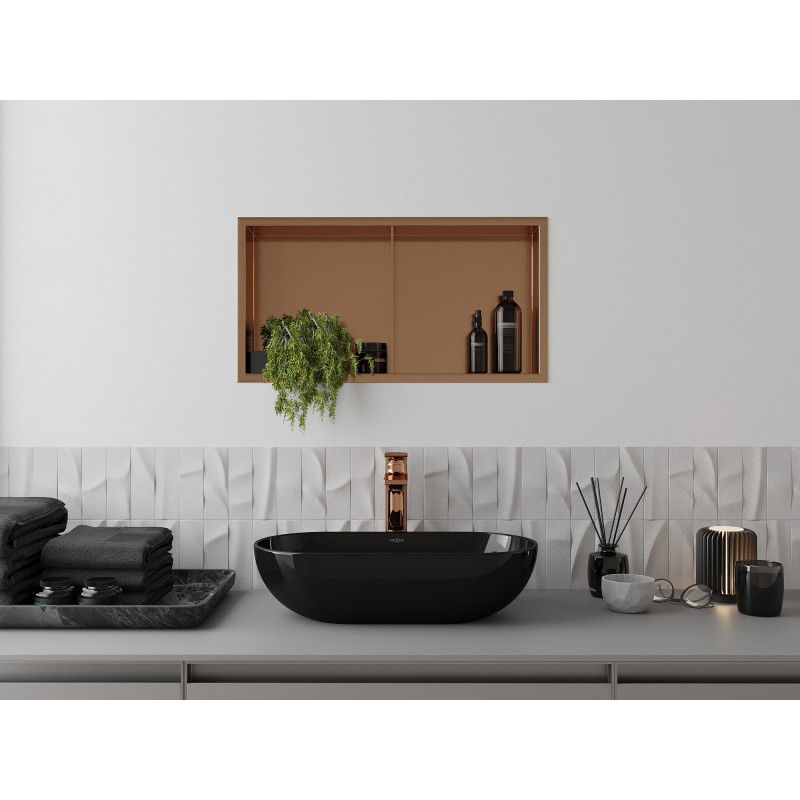 Mexen X-Wall-R niche shelf with flange and shelf 60 x 30 cm, brushed copper - 19C0603010S