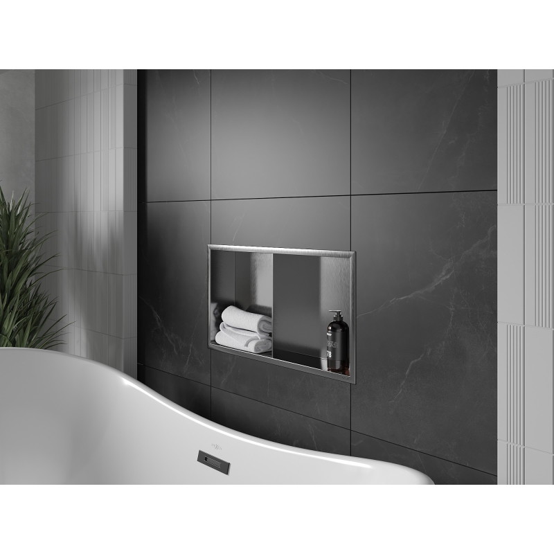 Mexen X-Wall-R nisvak met flens en plank 60 x 30 cm, geborsteld geweergrijs - 19E0603010S