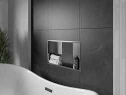 Mexen X-Wall-R Nischenregal mit Flansch und Regal 60 x 30 cm, gebürstet gun grey - 19E0603010S