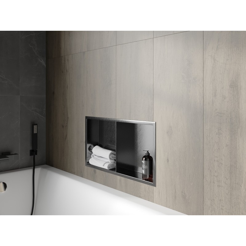 Mexen X-Wall-R półka wnękowa z kołnierzem i półką 60 x 30 cm, gun gray szczotkowany - 19E0603010S