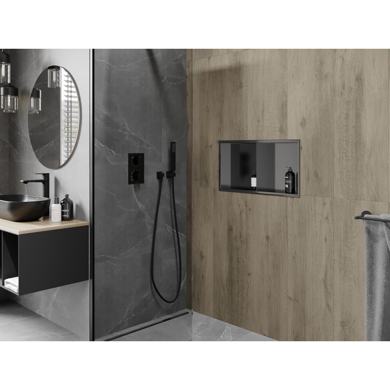 Mexen X-Wall-R półka wnękowa z kołnierzem i półką 60 x 30 cm, gun gray szczotkowany - 19E0603010S