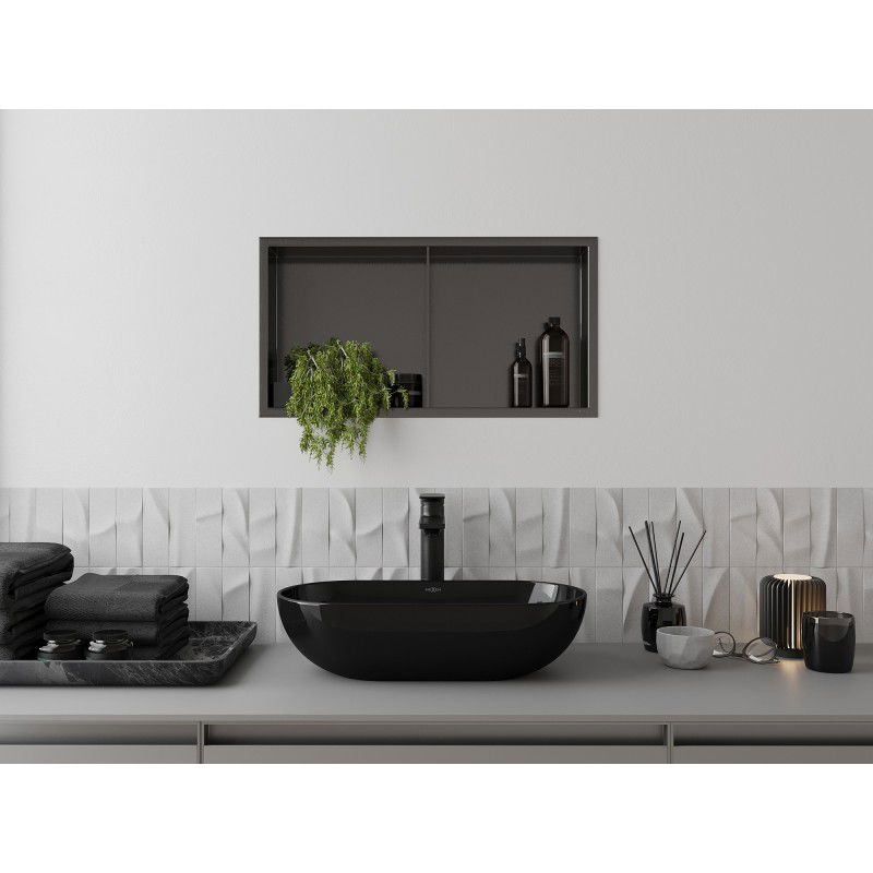 Mexen X-Wall-R ενδιάμεσο ράφι με προσόψη και ράφι 60 x 30 cm, βουρτσισμένο γκρι