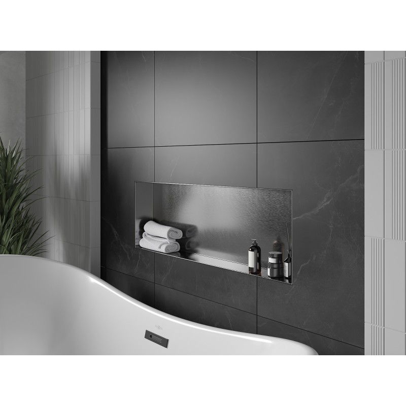 Mexen X-Wall-NR Nischenregal ohne Flansch 90 x 30 cm, Gebürstet Gun Grey - 19E1903010