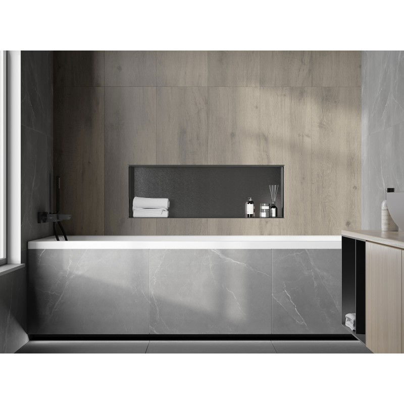 Mexen X-Wall-NR recessed shelf without flange 90 x 30 cm, Brushed Gun Grey - 19E1903010