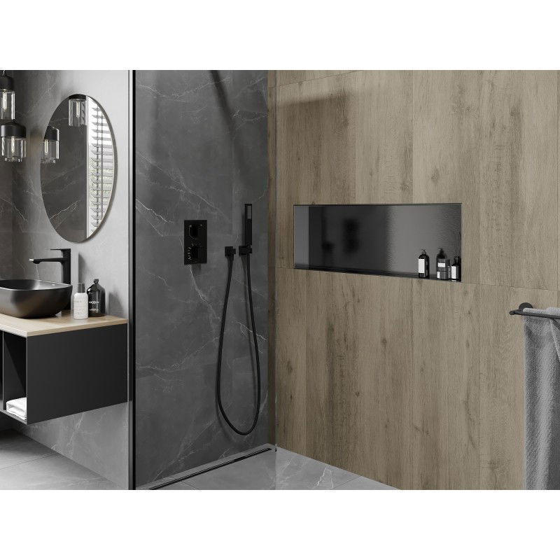 Mexen X-Wall-NR Nischenregal ohne Flansch 90 x 30 cm, Gebürstet Gun Grey - 19E1903010