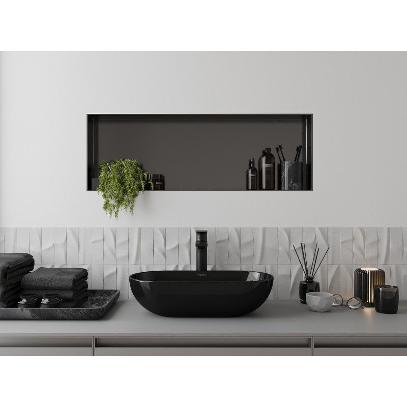 Mexen X-Wall-NR upotettu hylly ilman reunusta 90 x 30 cm, harjattu aseharmaa - 19E1903010