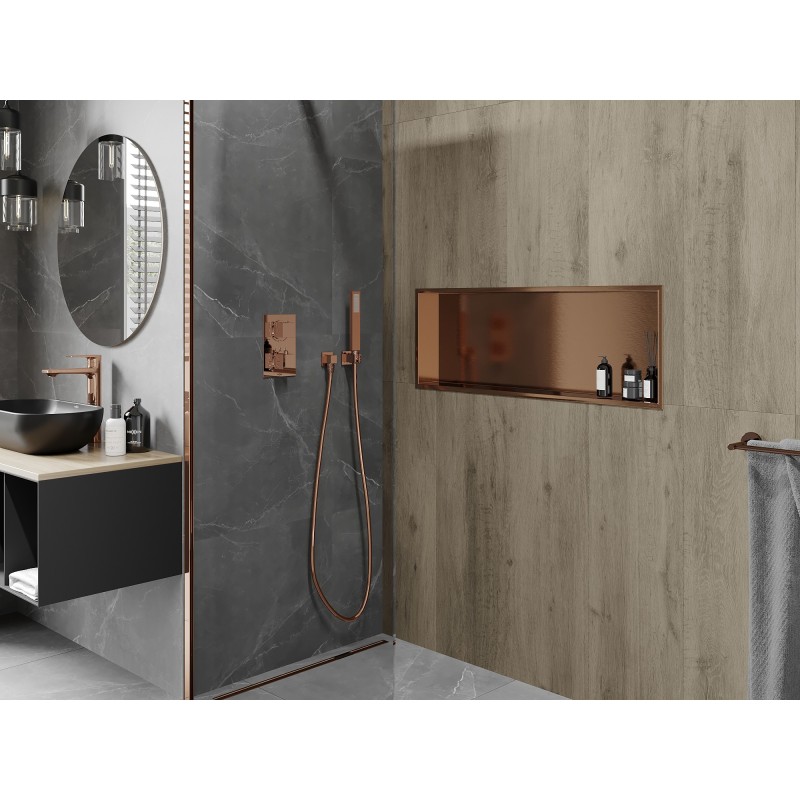 Mexen X-Wall-R nišas plaukts ar atloku 90 x 30 cm, slīpēta varš - 19C0903010