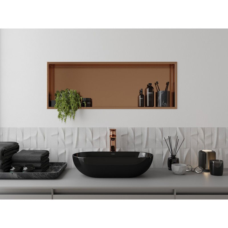 Mexen X-Wall-R Nischenregal mit Kragen 90 x 30 cm, gebürstetes Kupfer - 19C0903010