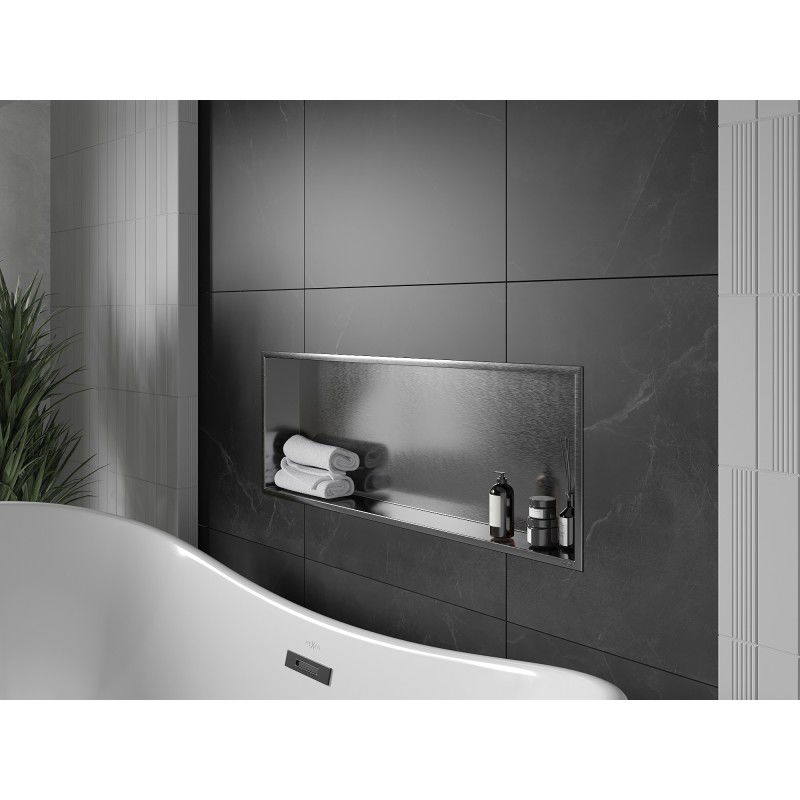 Mexen X-Wall-R εντοιχισμένο ράφι με φλάντζα 90 x 30 cm, βουρτσισμένο γκρι του