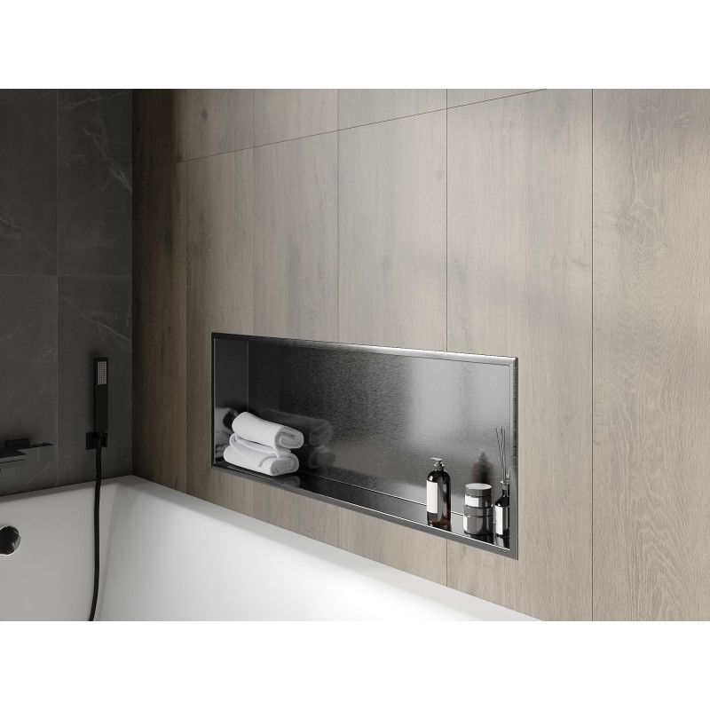 Mexen X-Wall-R εντοιχισμένο ράφι με φλάντζα 90 x 30 cm, βουρτσισμένο γκρι του