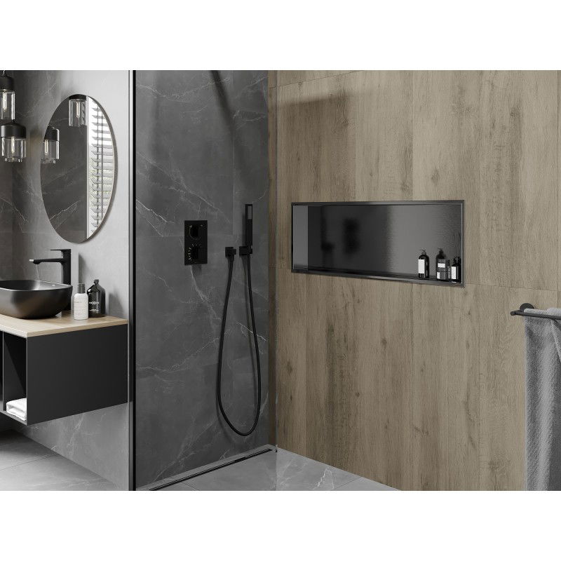 Mexen X-Wall-R Nischenregal mit Flansch 90 x 30 cm, gebürstet Gun Grey - 19E0903010