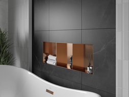 Mexen X-Wall-NR Nischenregal ohne Flansch mit Regal 90 x 30 cm, gebürstetes Kupfer - 19C1903010S