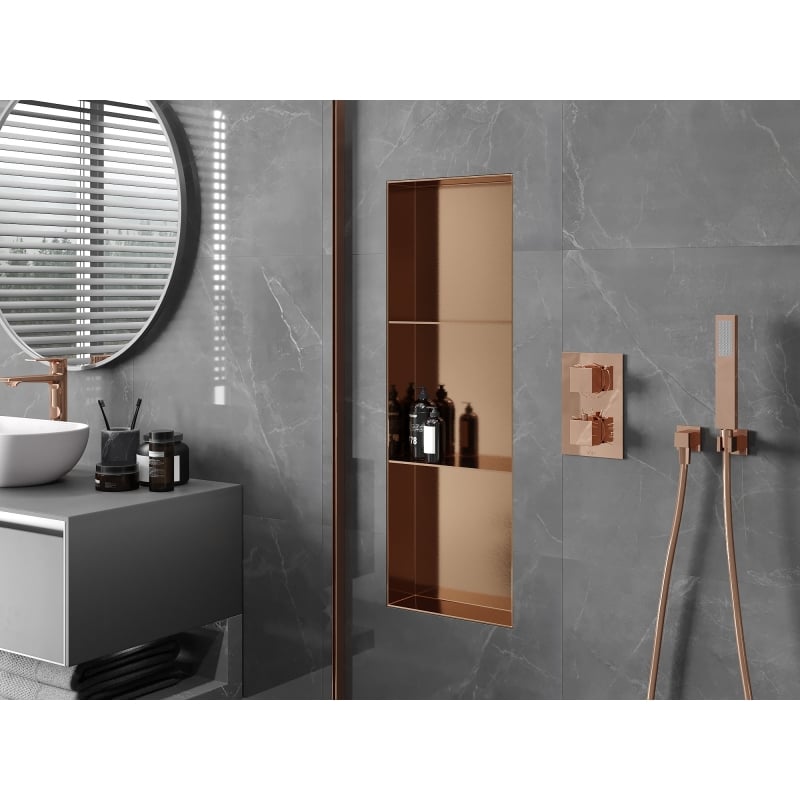 Mexen X-Wall-NR nikkast plank zonder flens met plank 90 x 30 cm, geborsteld koper - 19C1903010S