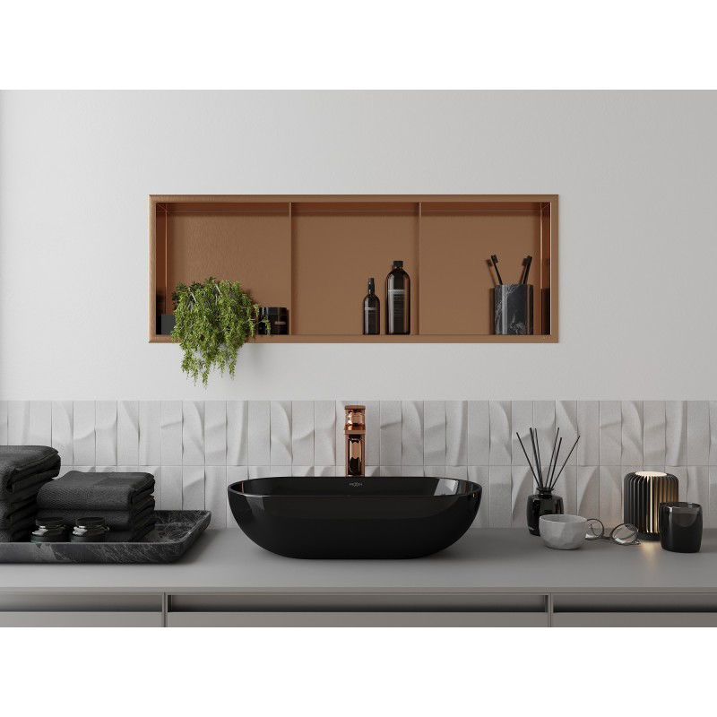 Mexen X-Wall-NR recessed shelf without flange with shelf 90 x 30 cm, brushed copper - 19C1903010S